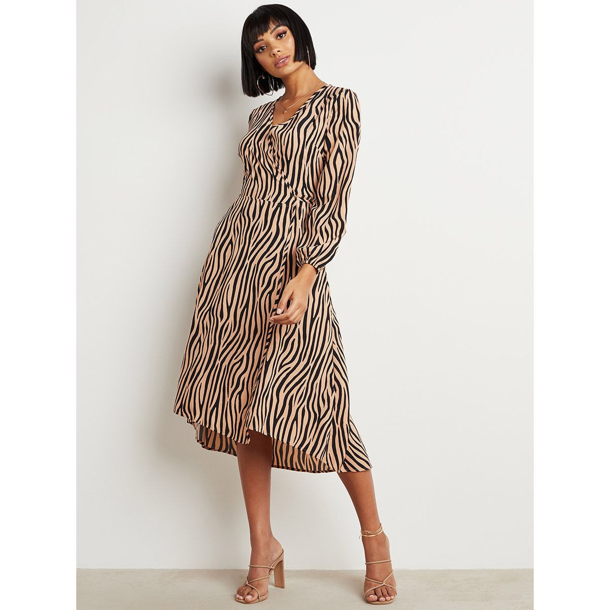Styli Animal Print V Neck A-Line Midi Dress-women-clothing-dresses-image-2