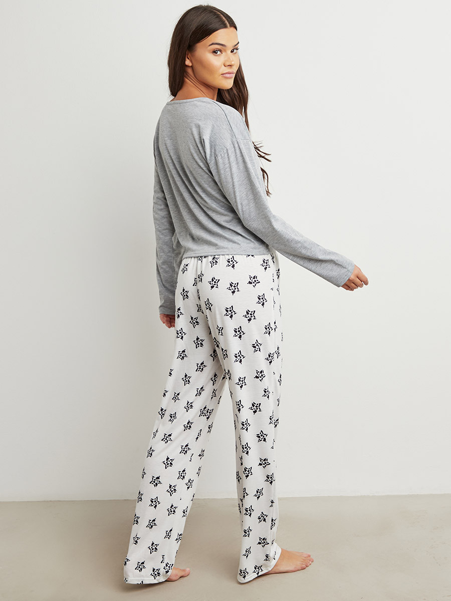 مجموعة من تيشيرت سادة وبنطلون بيجاما مطبوع من ستايلي-women-clothing-nightwear-pyjamas-bottoms-image-6
