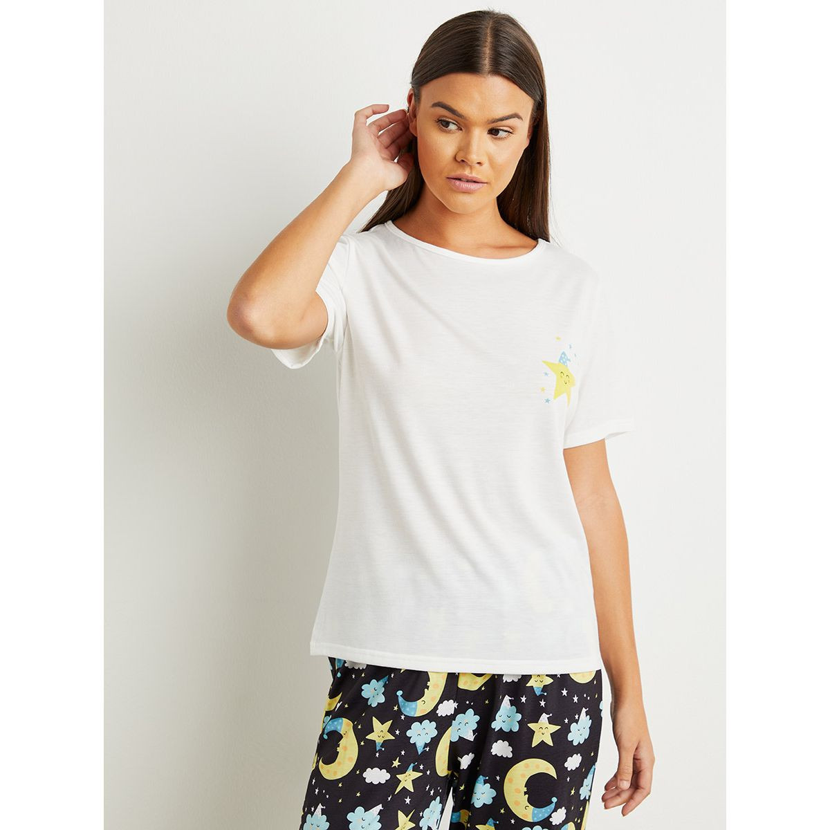 مجموعة من تيشيرت مطبوع وبنطلون بيجاما من ستايلي-women-clothing-nightwear-pyjamas-longsets-image-2