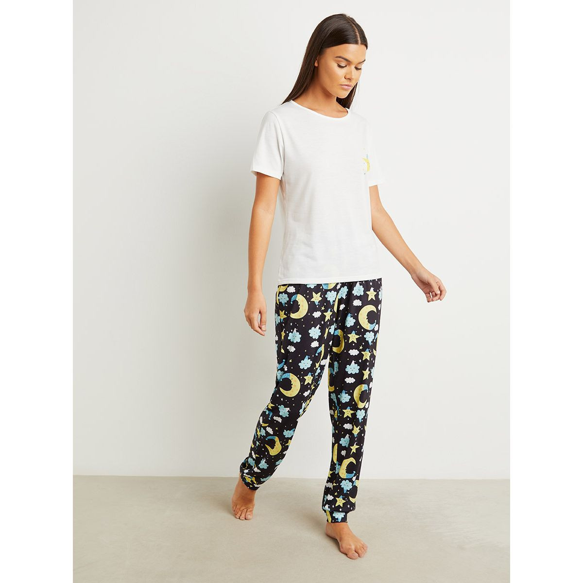 مجموعة من تيشيرت مطبوع وبنطلون بيجاما من ستايلي-women-clothing-nightwear-pyjamas-longsets-image-5
