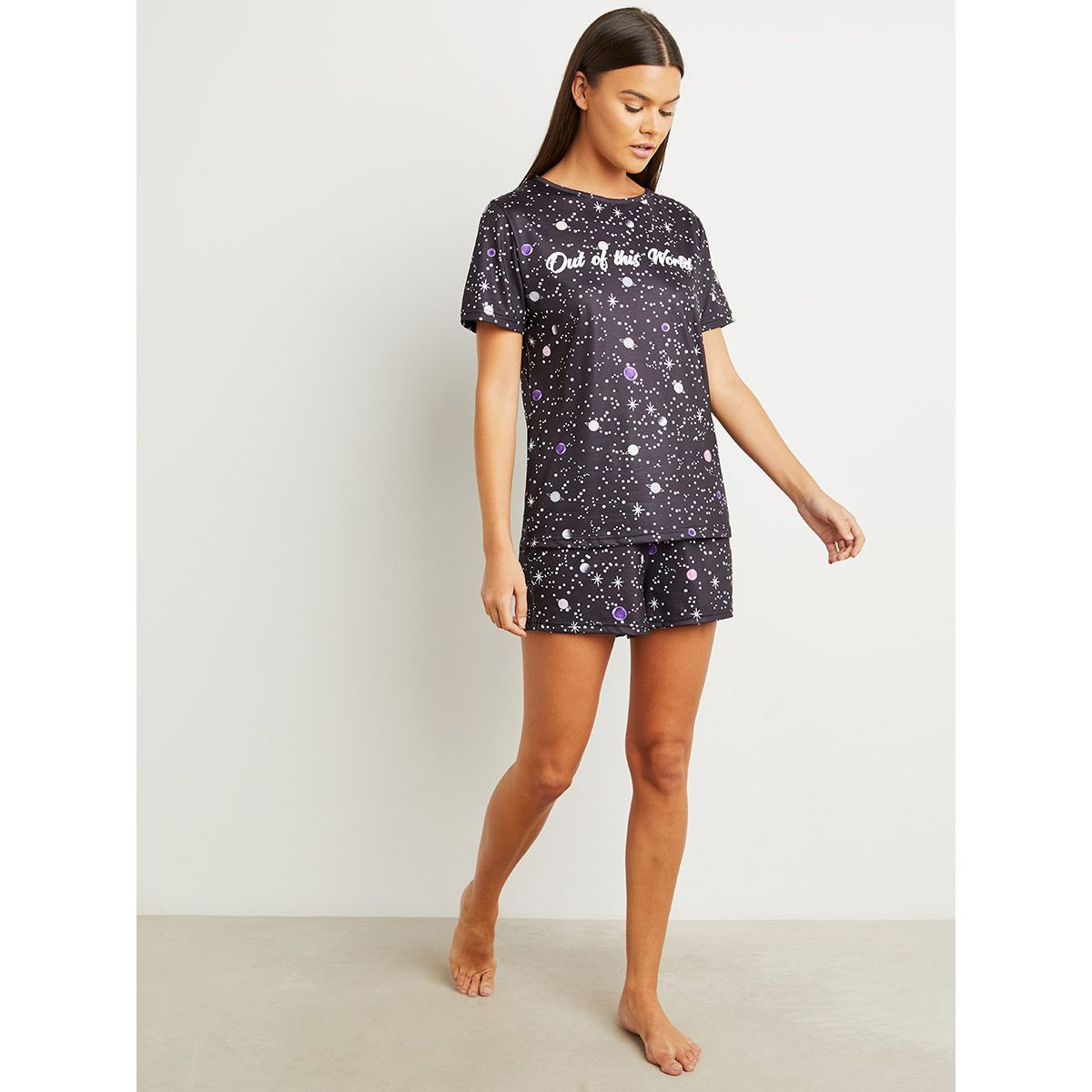 مجموعة من تيشيرت مطبوع وبنطلون بيجاما من ستايلي-women-clothing-nightwear-pyjamas-longsets-image-2