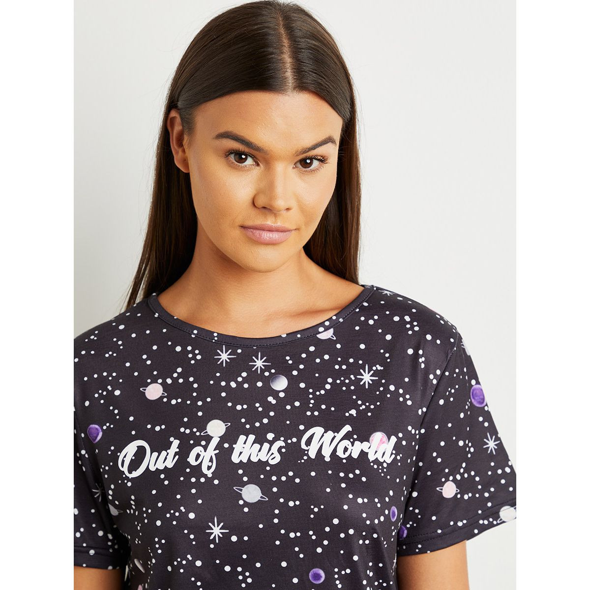 مجموعة من تيشيرت مطبوع وبنطلون بيجاما من ستايلي-women-clothing-nightwear-pyjamas-longsets-image-3