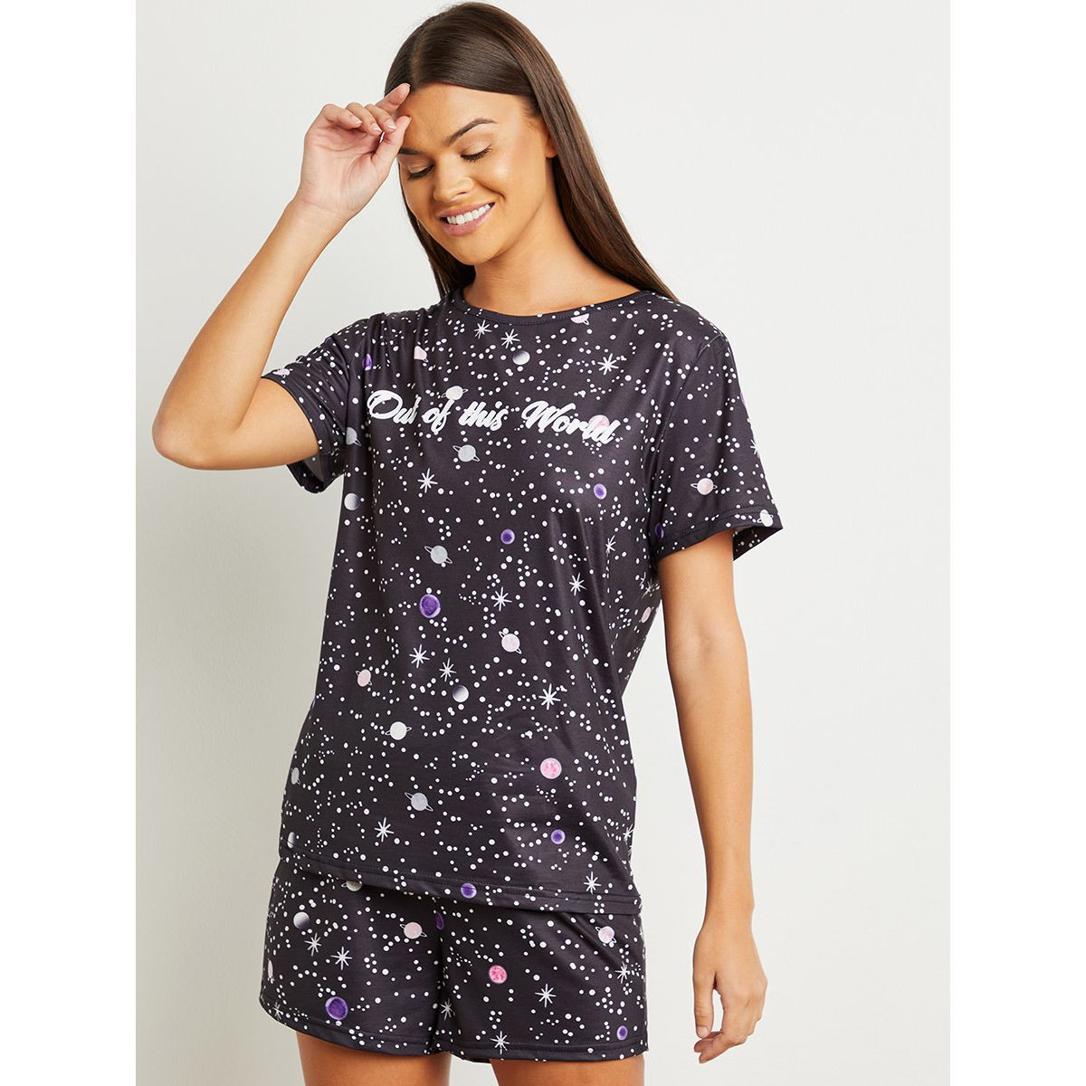 مجموعة من تيشيرت مطبوع وبنطلون بيجاما من ستايلي-women-clothing-nightwear-pyjamas-longsets-image-6