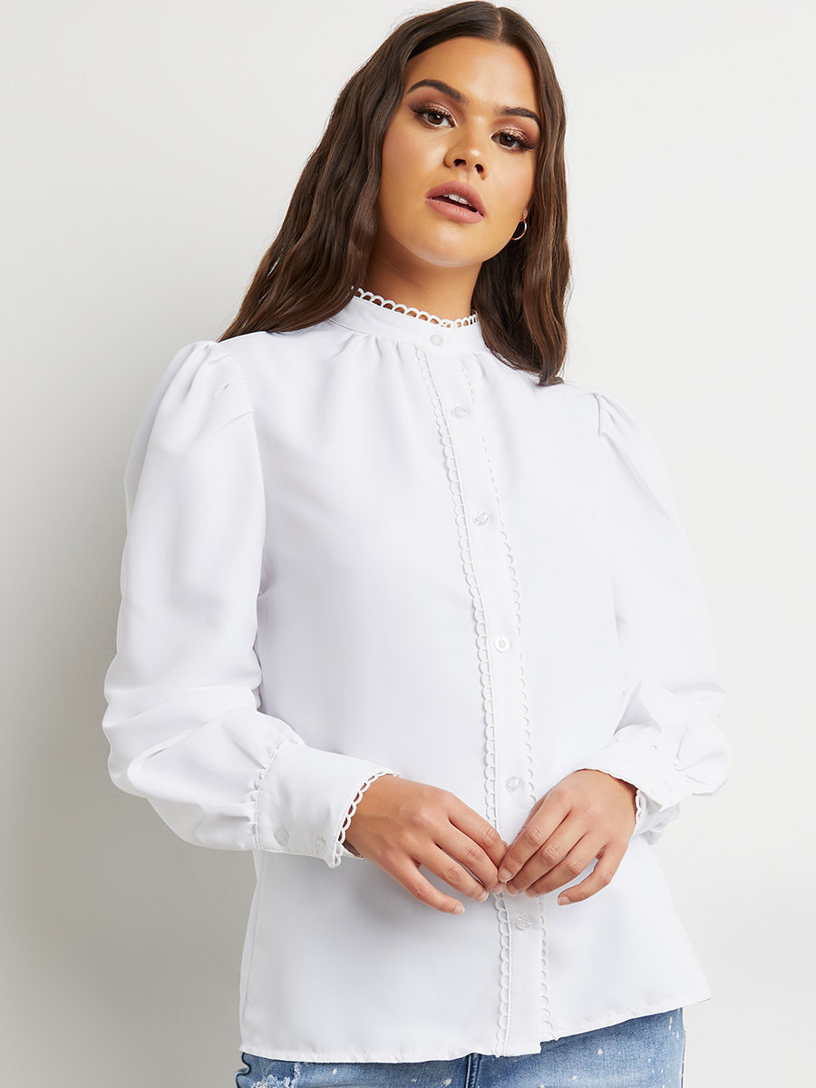 بلوزة بأزرار وأكمام منفوخة من ستايلي-women-clothing-shirtsandblouses-blouses-image-1