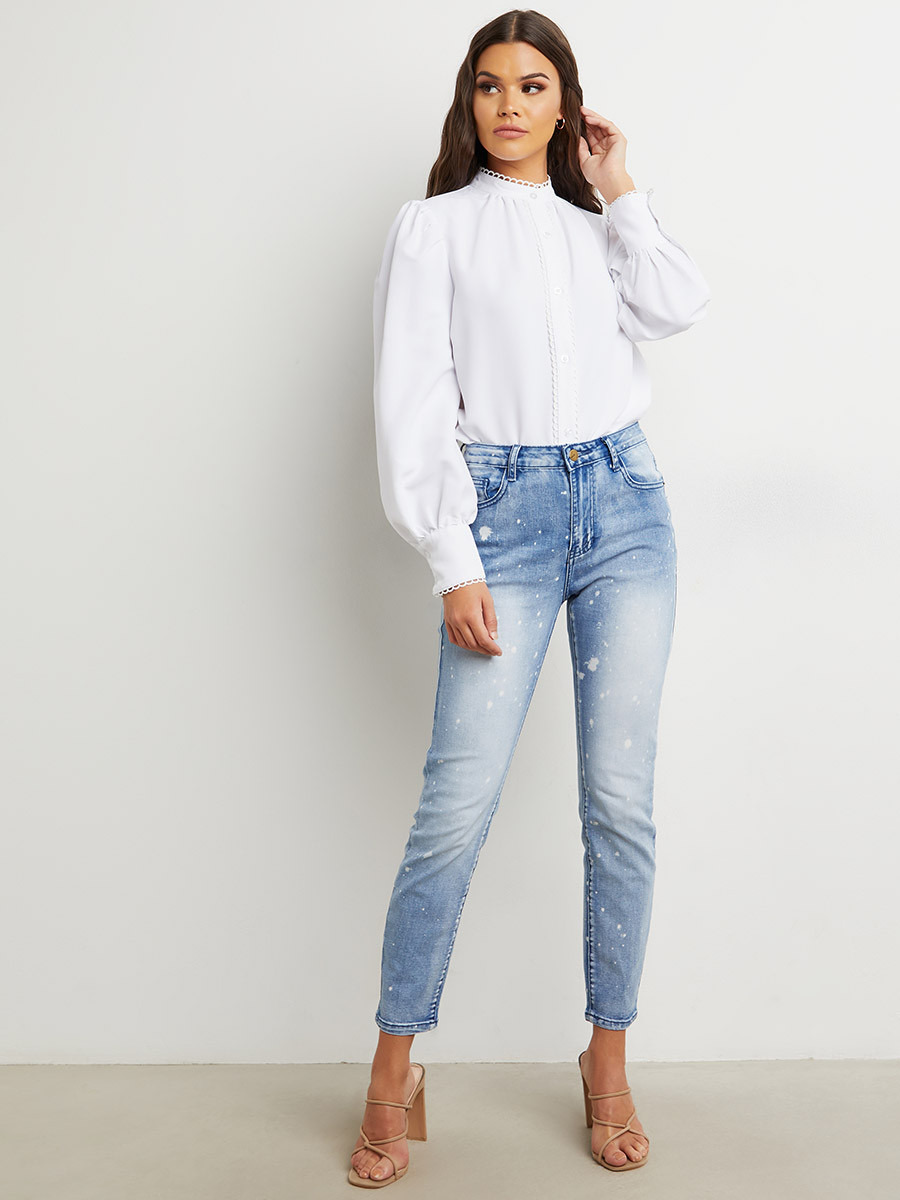 بلوزة بأزرار وأكمام منفوخة من ستايلي-women-clothing-shirtsandblouses-blouses-image-2