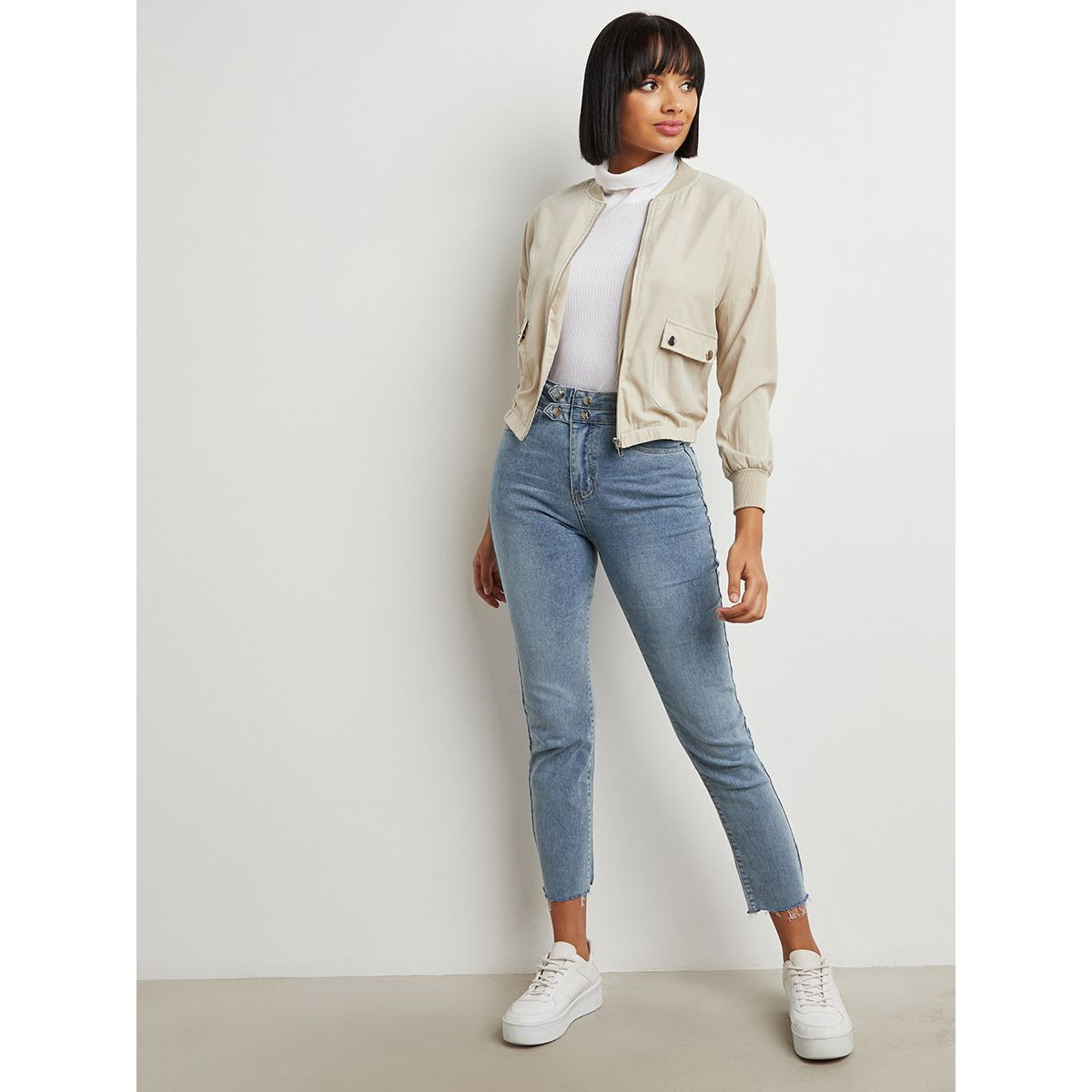 Styli Raw Hem Skinny Jeans with Button Waist Detail-women-clothing-bottoms-jeans-image-2