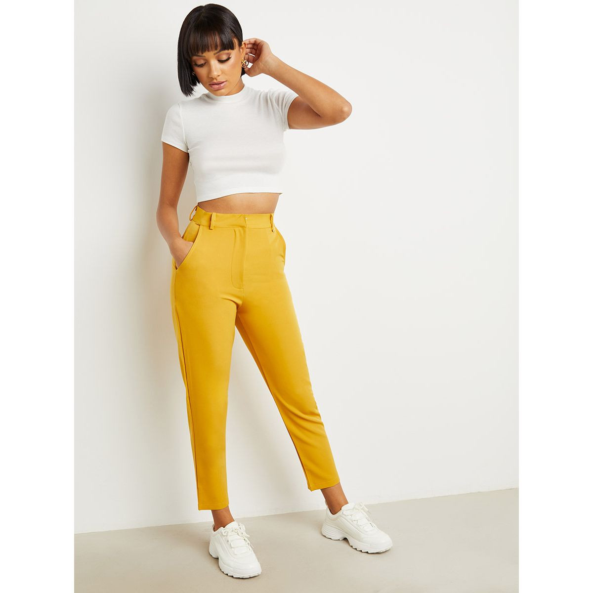 Styli Slim Fit Trouser with Hook-Zip Closure-women-clothing-trousers-image-2