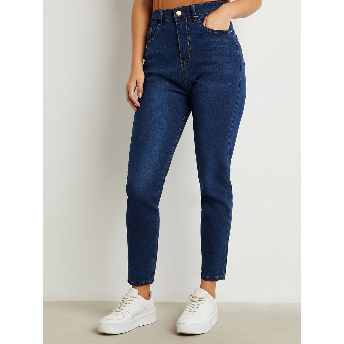 Styli Whisker Detail Skinny Jeans with Belt Loops-women-clothing-bottoms-jeans-image-1