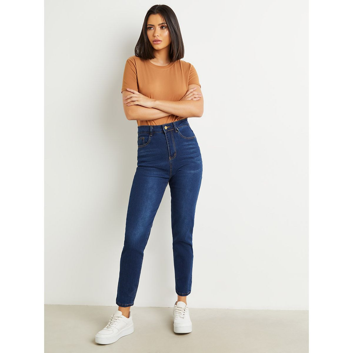 Styli Whisker Detail Skinny Jeans with Belt Loops-women-clothing-bottoms-jeans-image-2