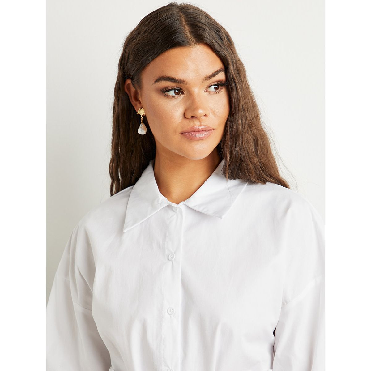 Styli Button Through Mini Dress with Shirred Wide Belt-women-clothing-dresses-image-5