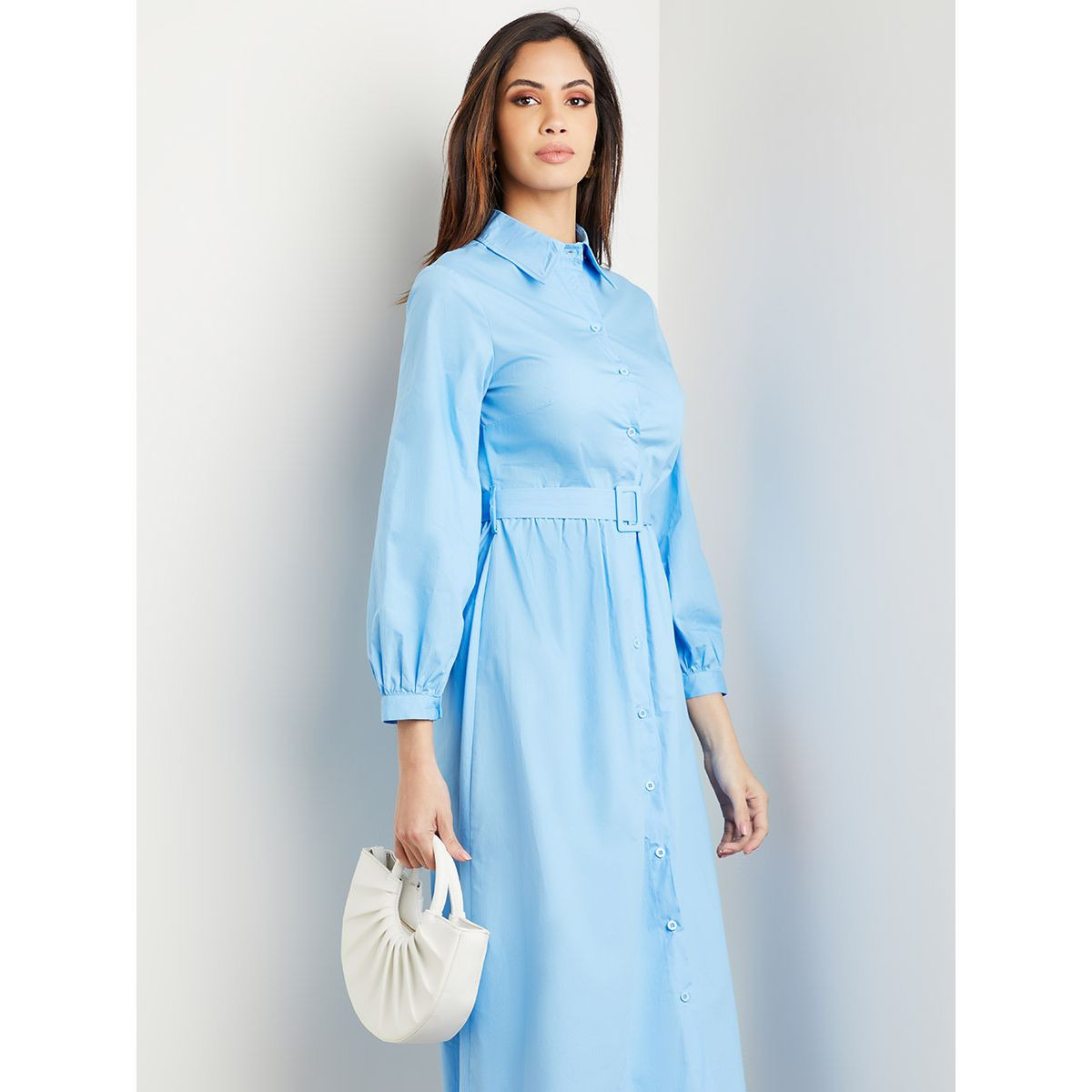 Styli Button Through Long Sleeves Belted Maxi Dress-women-clothing-dresses-image-2