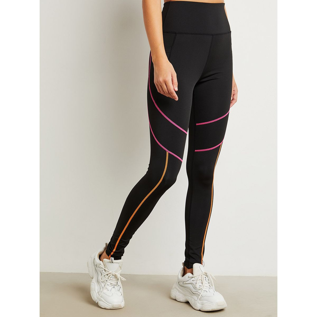 Styli Bright Contrast Stitch Detail Active Leggings-women-clothing-bottoms-leggings-image-1