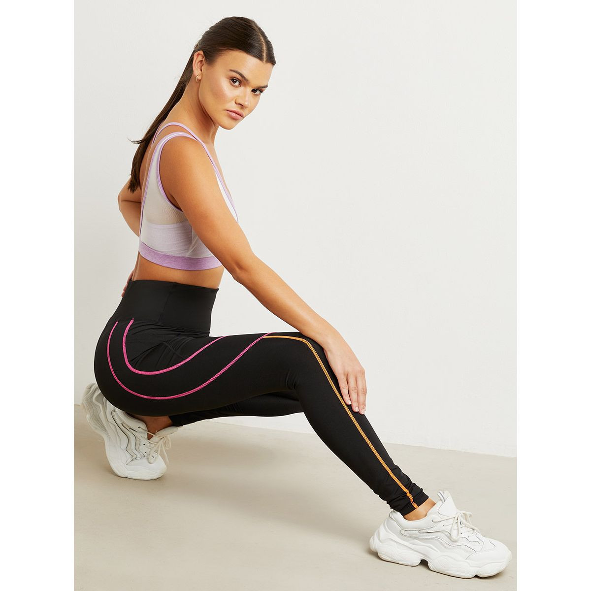 Styli Bright Contrast Stitch Detail Active Leggings-women-clothing-bottoms-leggings-image-2