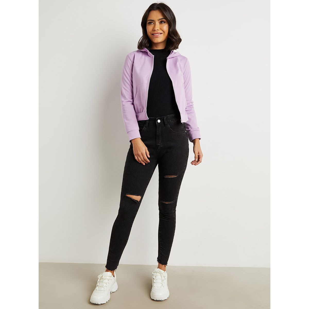 هودي بسحّاب وأكمام طويلة من ستايلي-women-winterwear-hoodiesandsweatshirts-hoodies-image-2