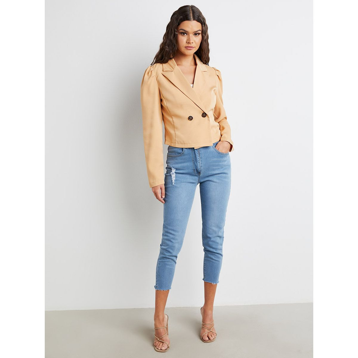 Styli Single Button Closure Puff Sleeves Blazer-women-clothing-coatsandjackets-blazers-image-2