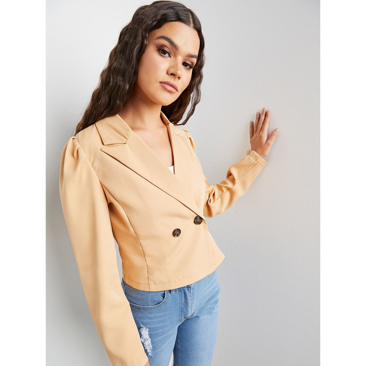 Styli Single Button Closure Puff Sleeves Blazer-women-clothing-coatsandjackets-blazers-image-6