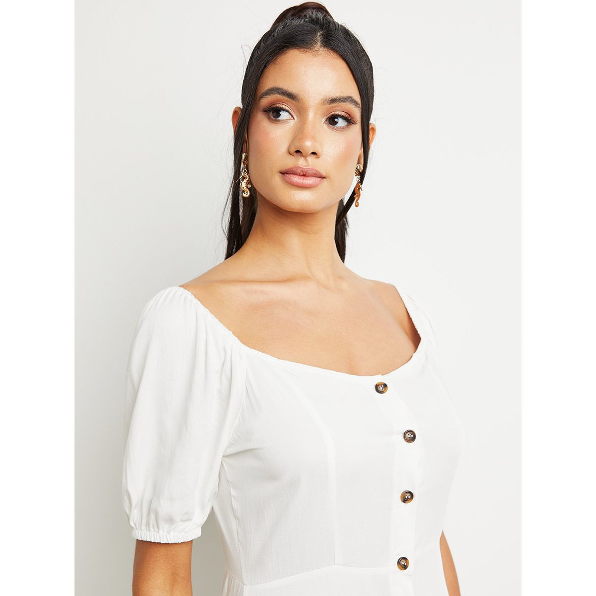 Styli Button Through Square Neck A-Line Midi Dress-women-clothing-dresses-image-4