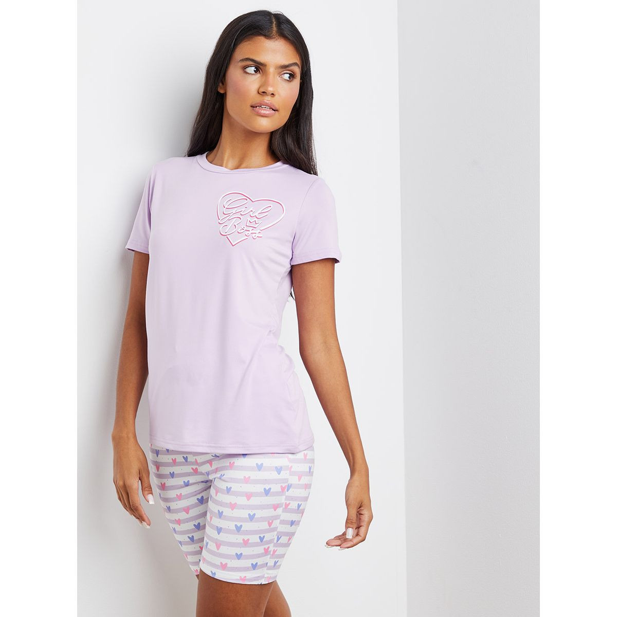 طقم تيشيرت + شورت من ستايلي-women-clothing-nightwear-pyjamas-longsets-image-1