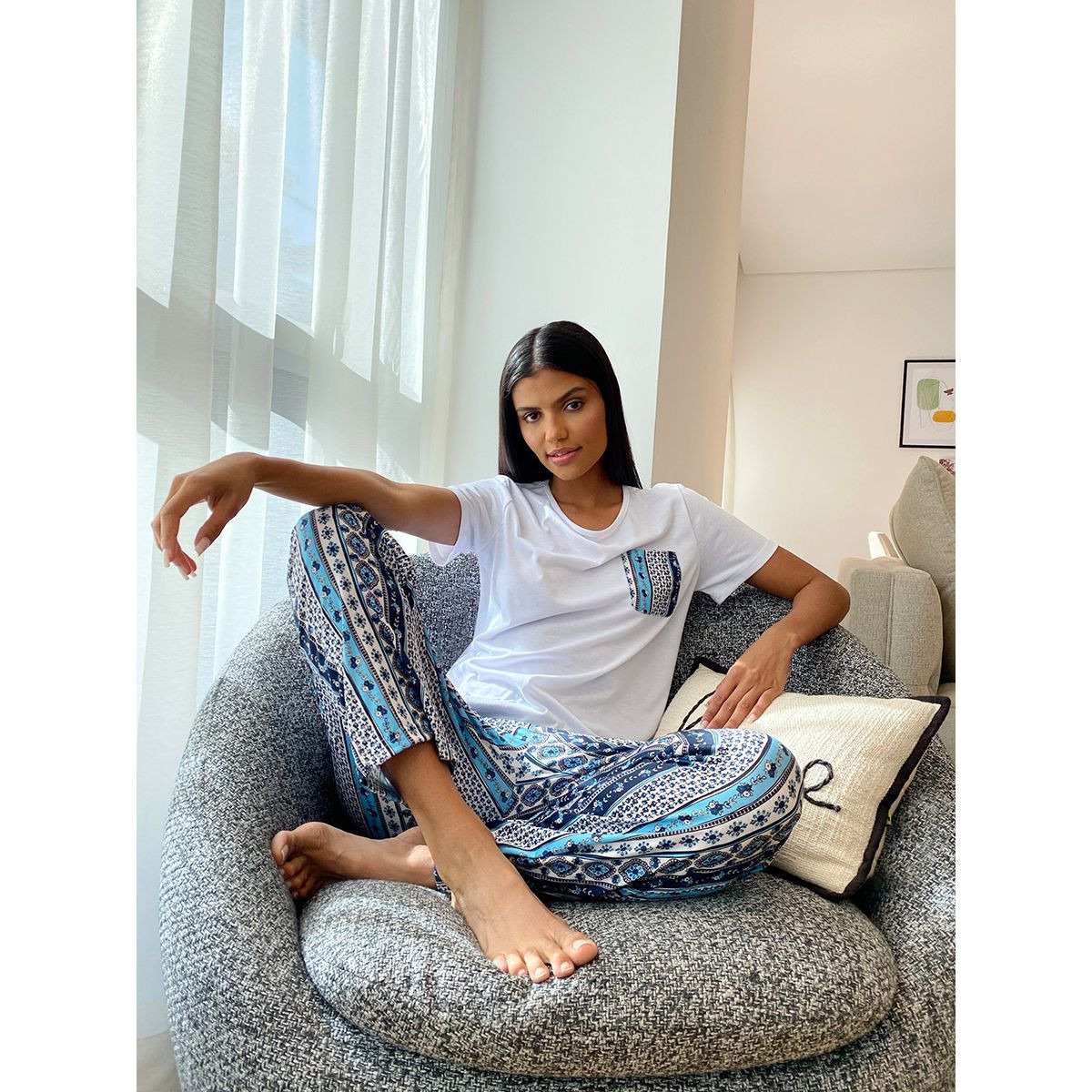 طقم بيجاما (تيشيرت + بنطال) من ستايلي-women-clothing-nightwear-pyjamas-longsets-image-1
