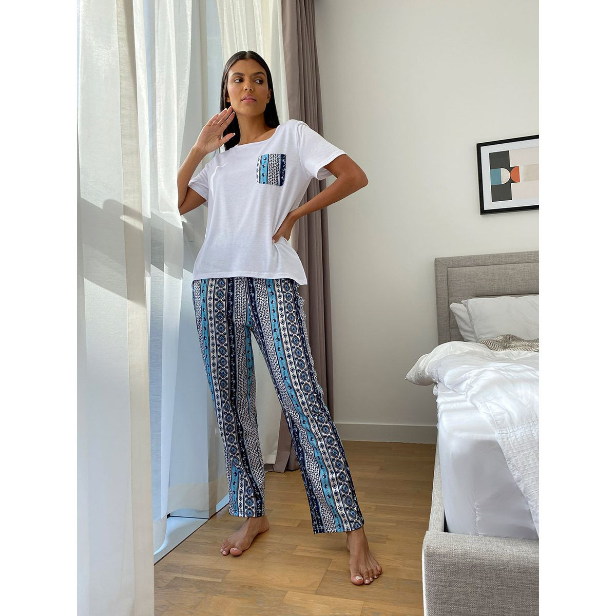 طقم بيجاما (تيشيرت + بنطال) من ستايلي-women-clothing-nightwear-pyjamas-longsets-image-3