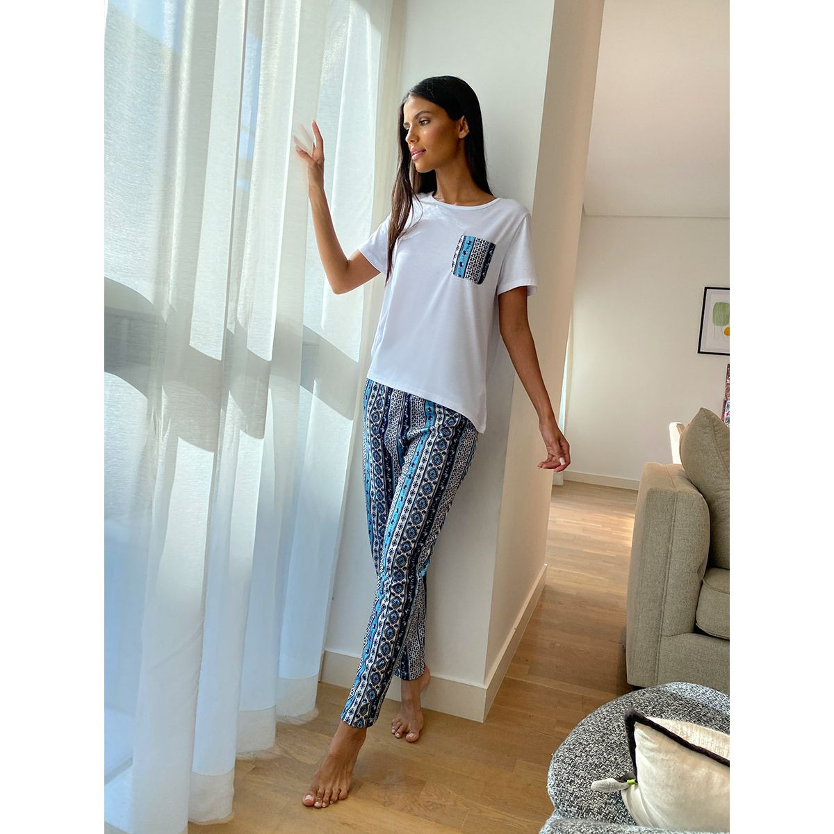 طقم بيجاما (تيشيرت + بنطال) من ستايلي-women-clothing-nightwear-pyjamas-longsets-image-6