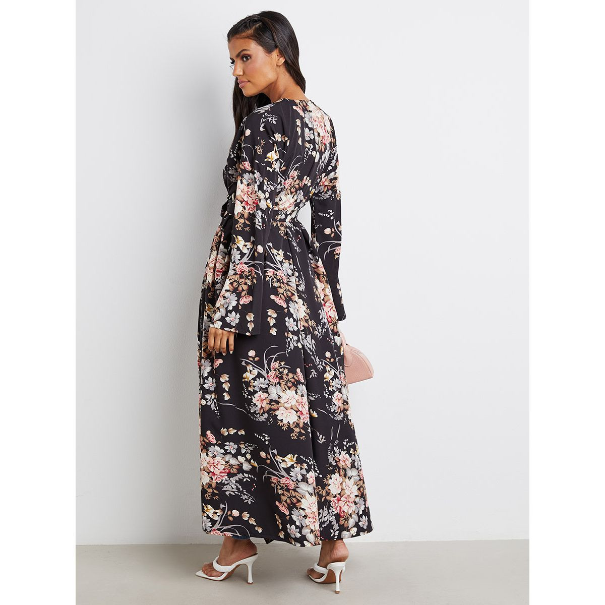 Styli Floral Print Self Tie Belt Abaya-women-arabicclothing-abayas-image-5