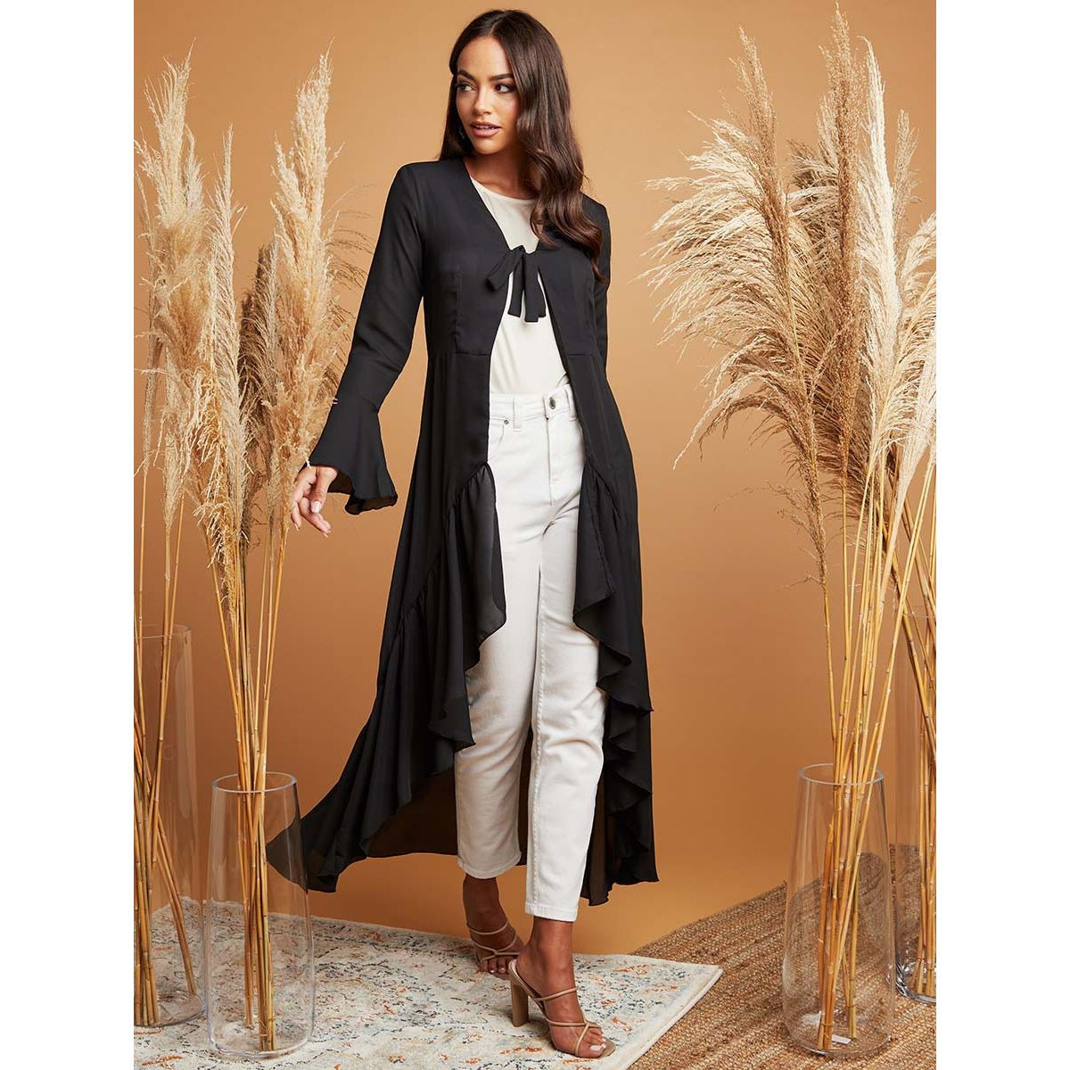 كيمونو طويل مزين بكشكش من ستايلي-women-clothing-shirtsandblouses-blouses-image-1