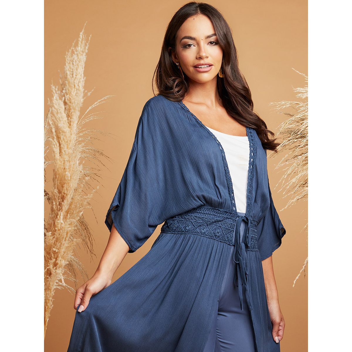 كيمونو طويل بتداخلات دانتيل من ستايلي-women-clothing-shirtsandblouses-blouses-image-3