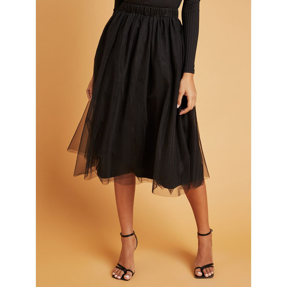 Tulle flared 2025 midi skirt