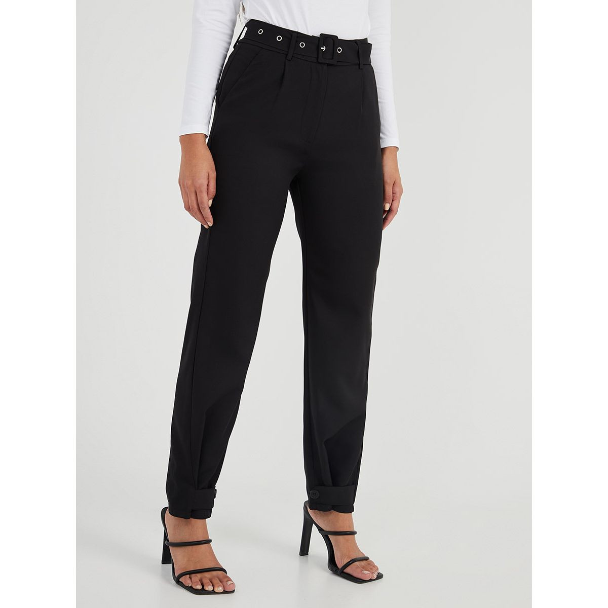 Styli Tailored Trouser with Self Belt and Button Hem Detail-women-clothing-bottoms-trousers-image-1