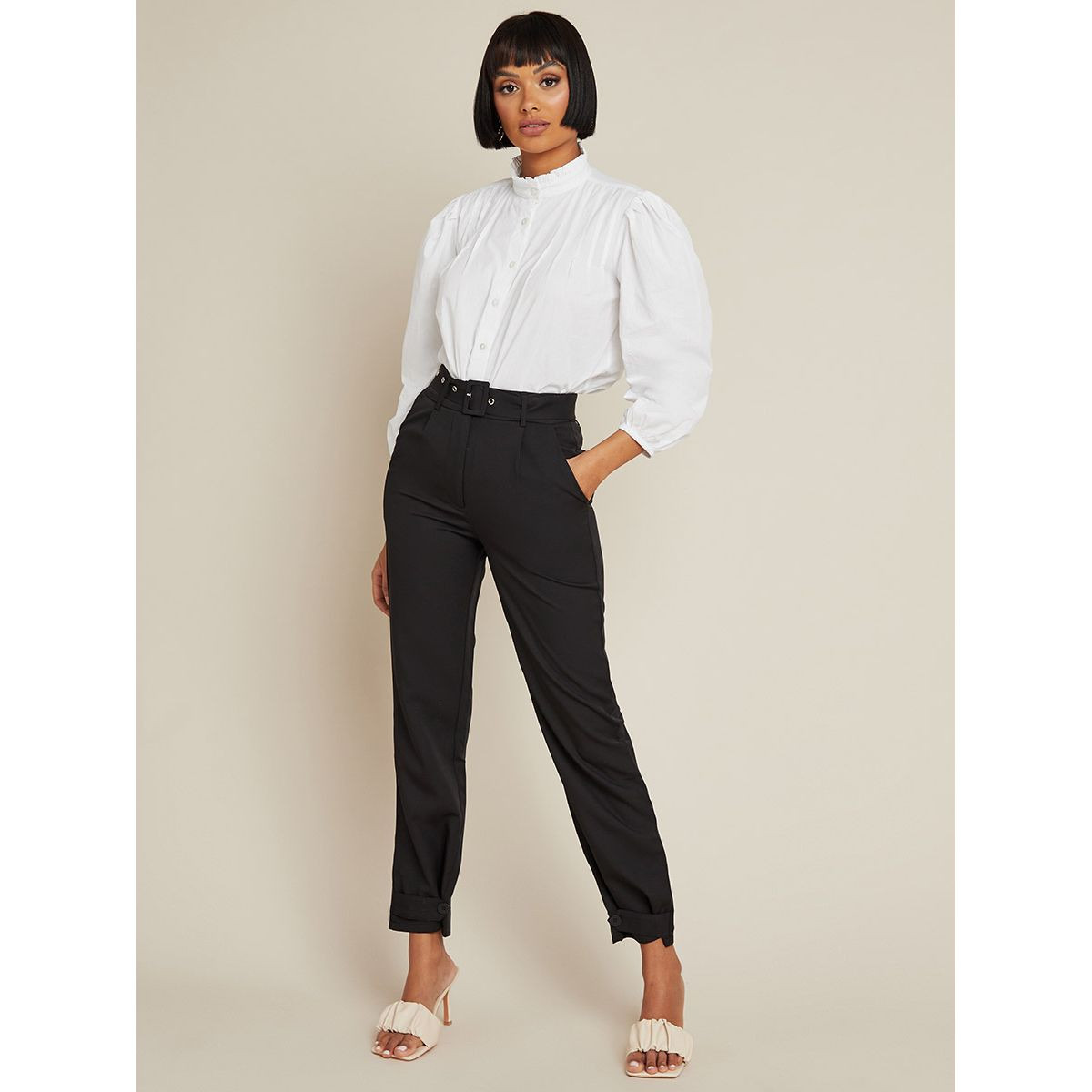 Styli Tailored Trouser with Self Belt and Button Hem Detail-women-clothing-bottoms-trousers-image-2