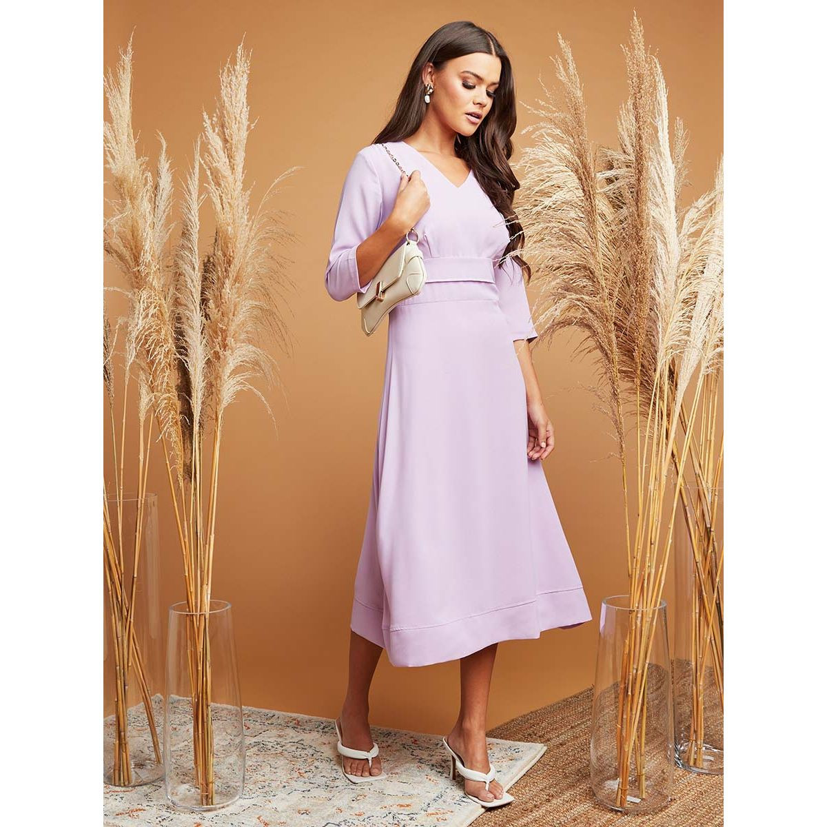 فستان ميدي بحافة واسعة من ستايلي-women-clothing-dresses-image-1