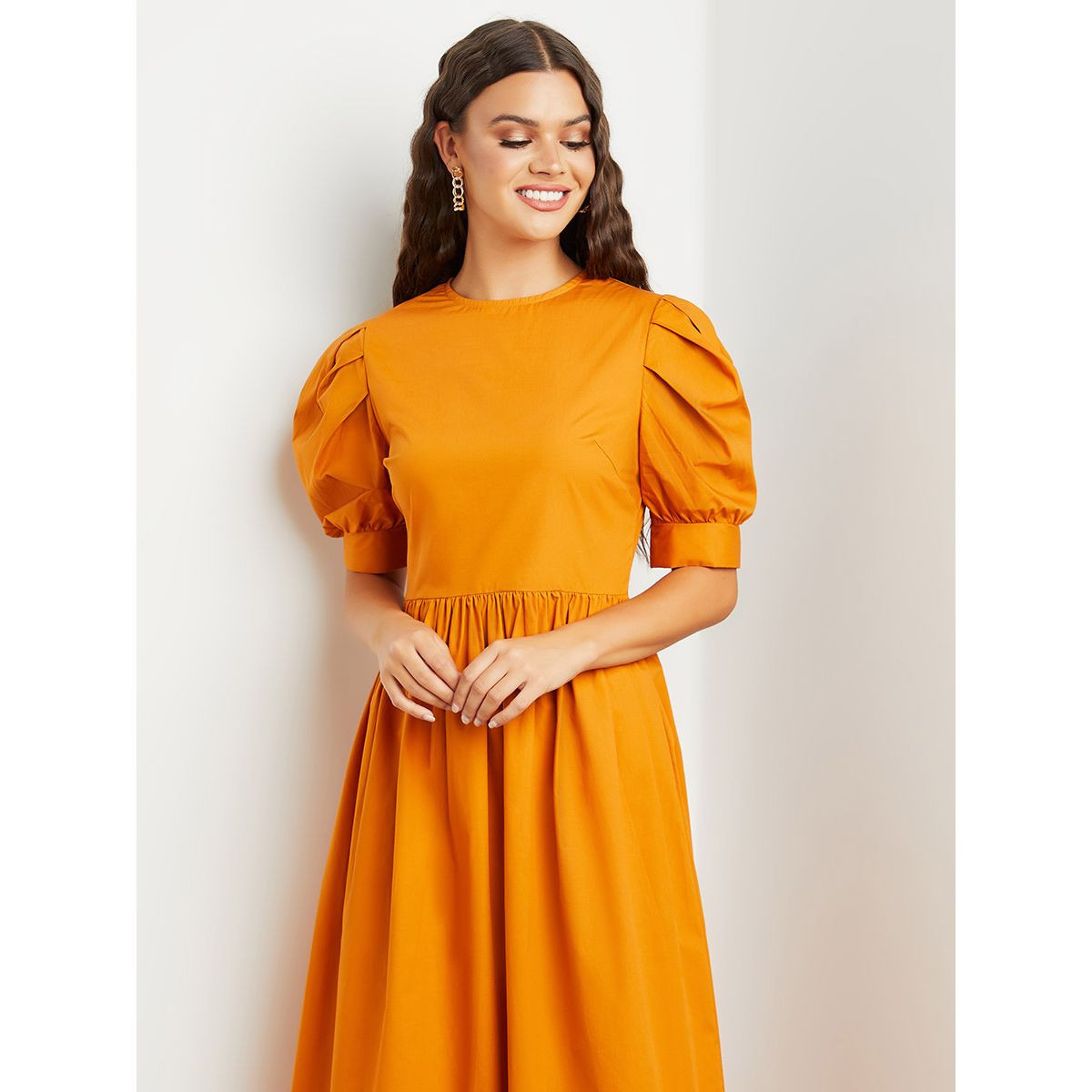 Styli Cotton Puff Sleeves A-Line Maxi Dress-women-clothing-dresses-image-2