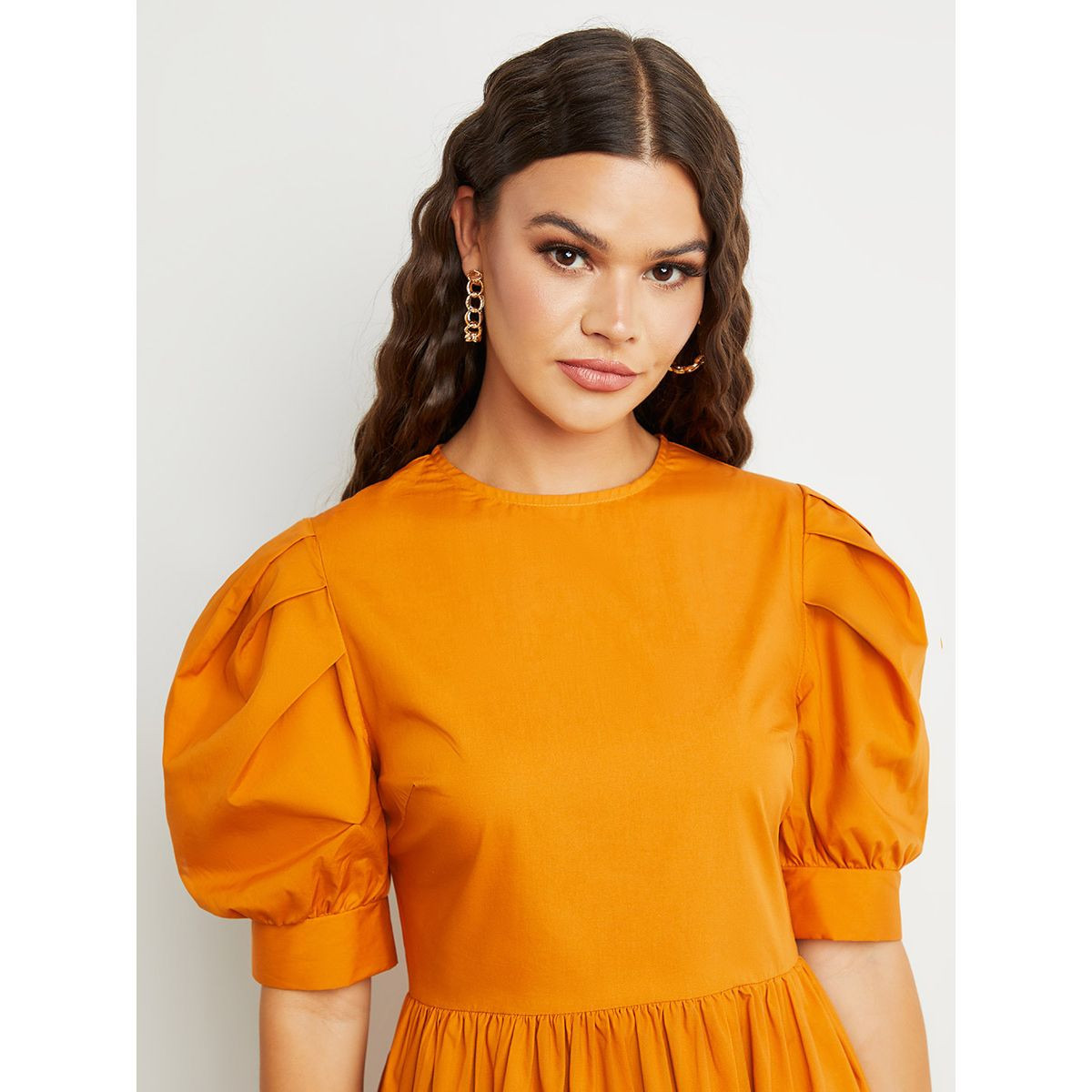 فستان قطن طويل باكمام منفوشة من ستايلي-women-clothing-dresses-image-3