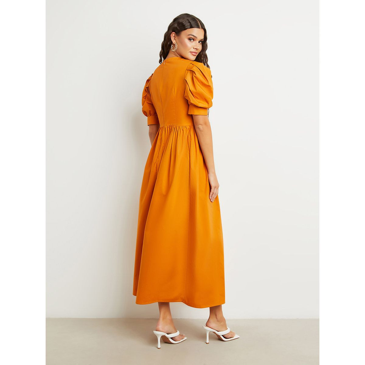 فستان قطن طويل باكمام منفوشة من ستايلي-women-clothing-dresses-image-5