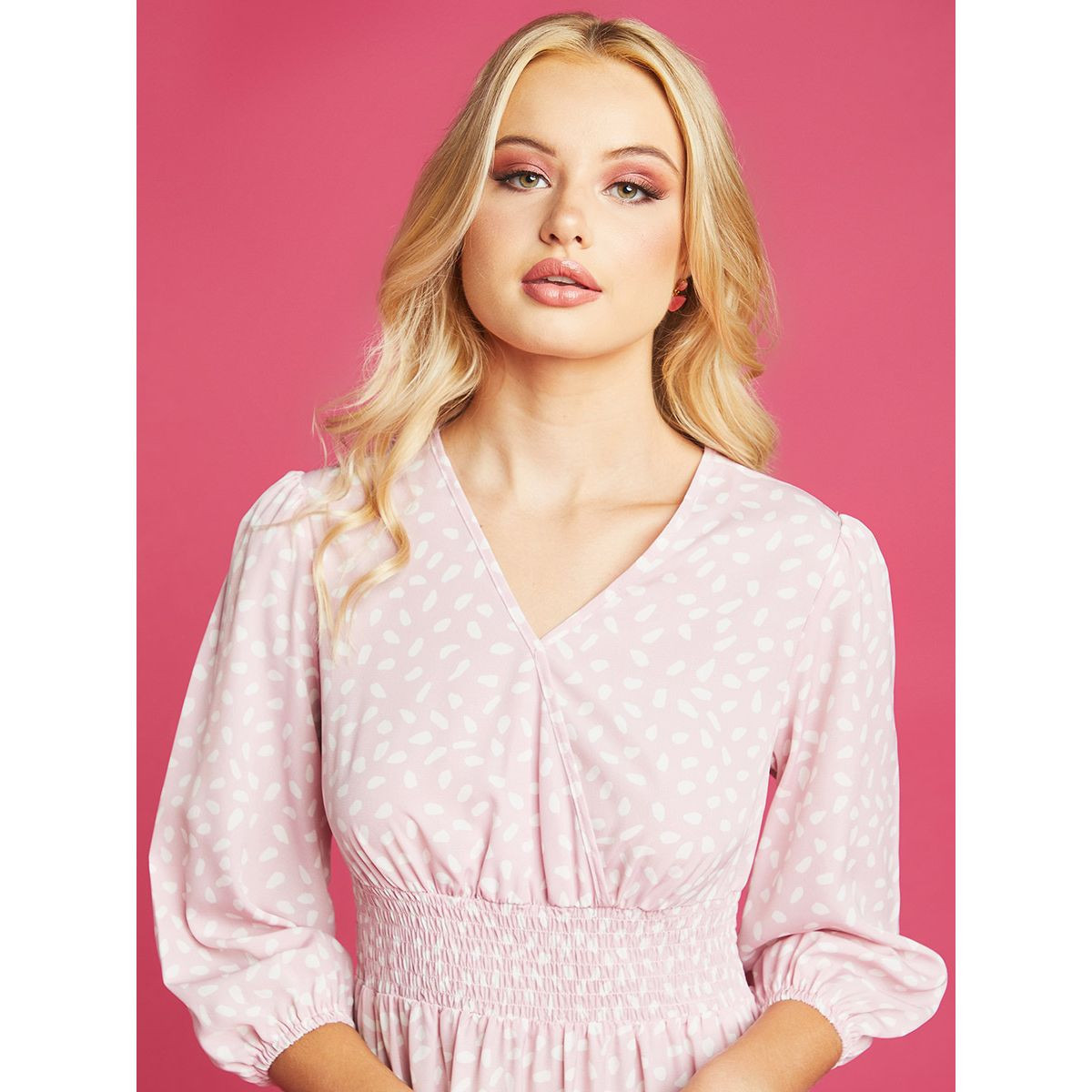 Styli Ditsy Print V Neck A-Line Mini Dress-women-clothing-dresses-image-3