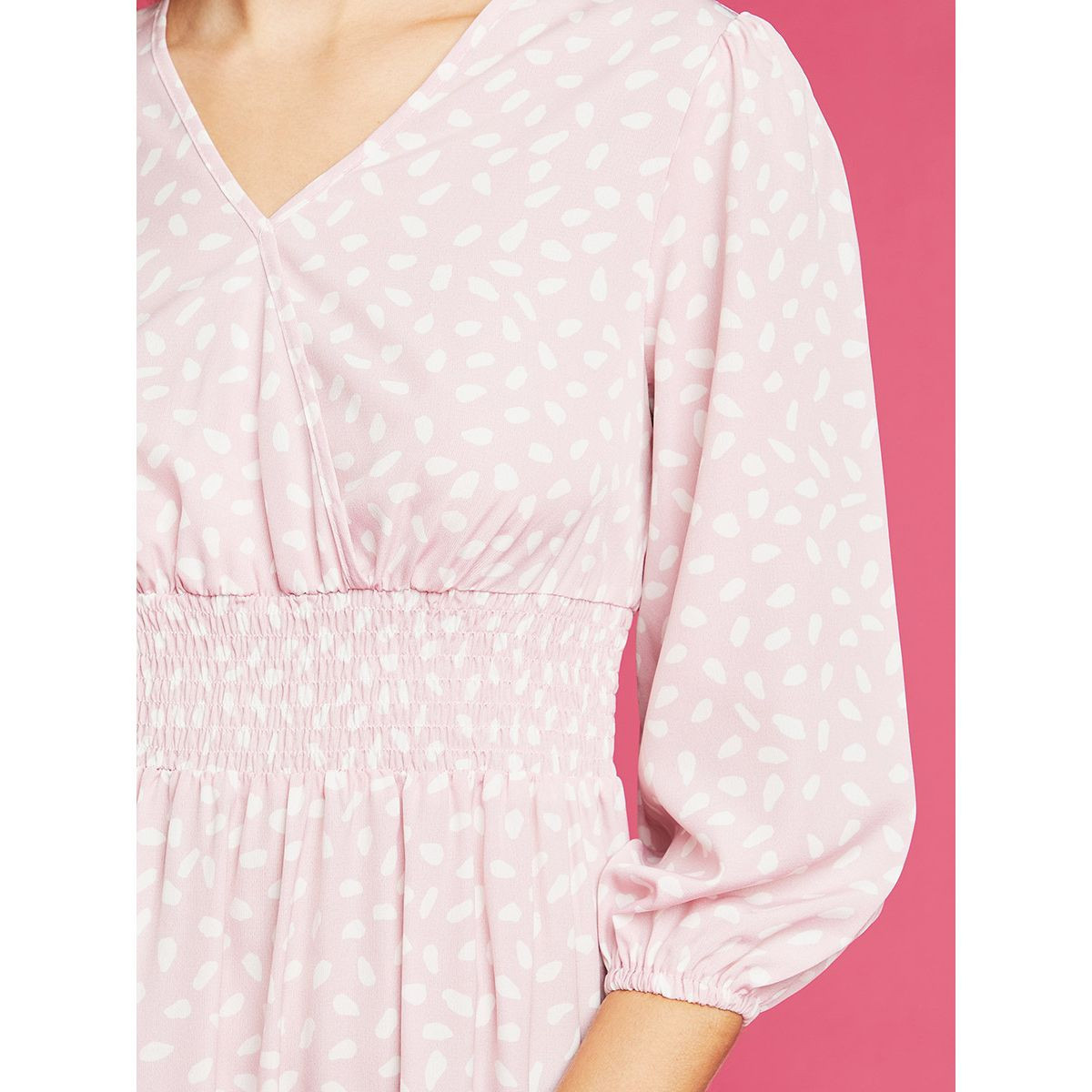Styli Ditsy Print V Neck A-Line Mini Dress-women-clothing-dresses-image-5