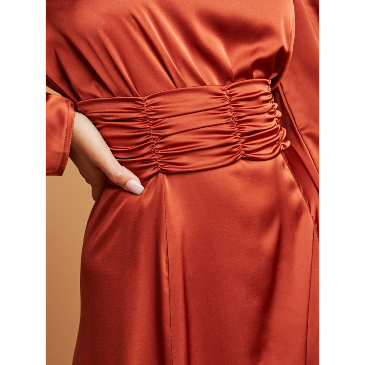 Styli Ruched Detail Maxi Dress with Long Sleeves-women-clothing-dresses-image-4