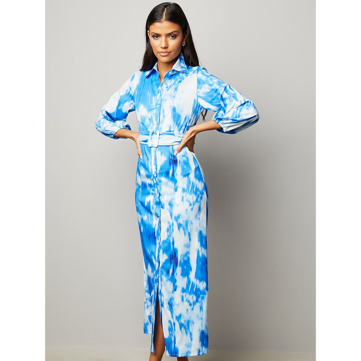 فستان طويل مطبع بحزام من ستايلي-women-clothing-dresses-image-1