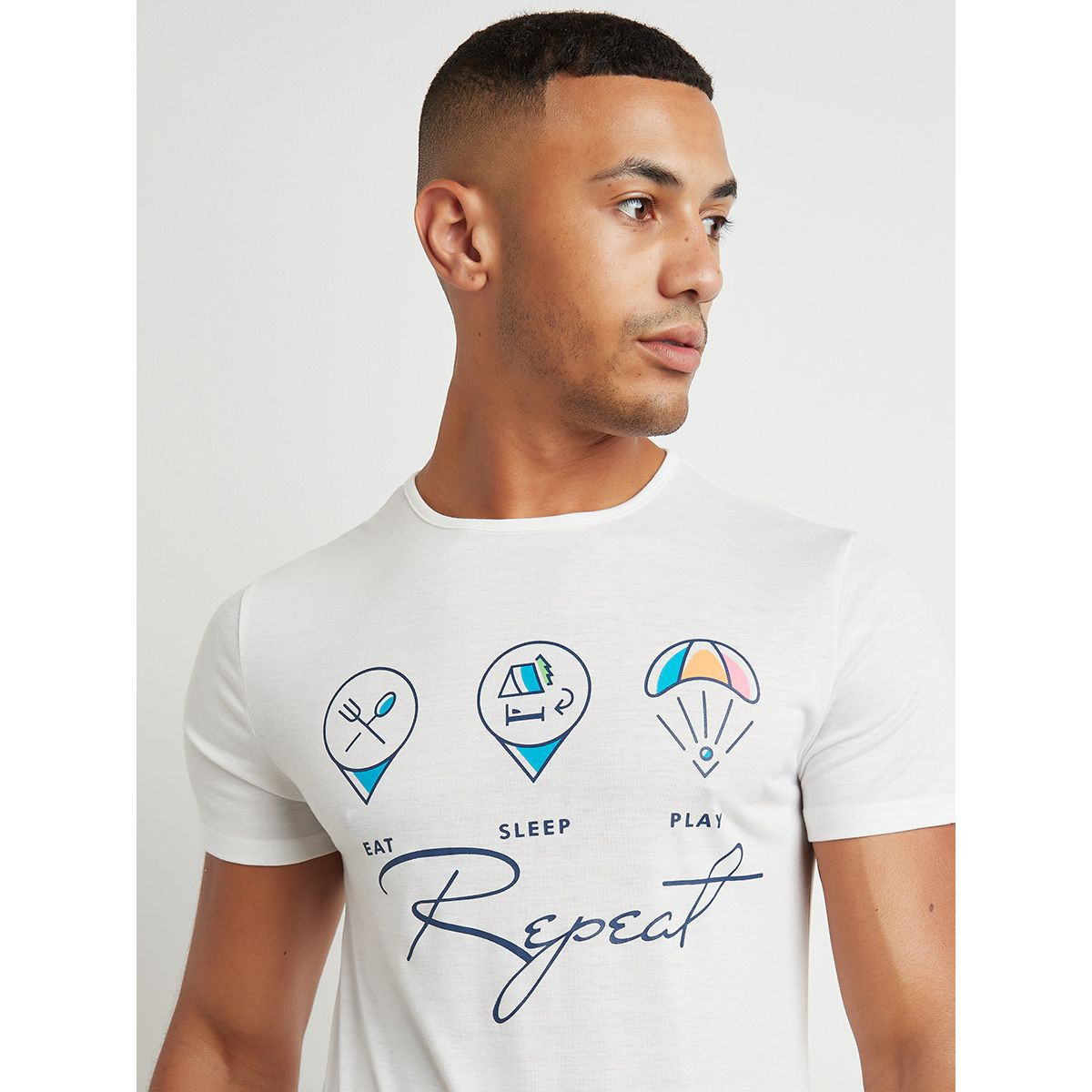 Styli Eat Sleep Play Graphic Print T-shirt and Shorts Set-men-clothing-nightwear-sets-image-6