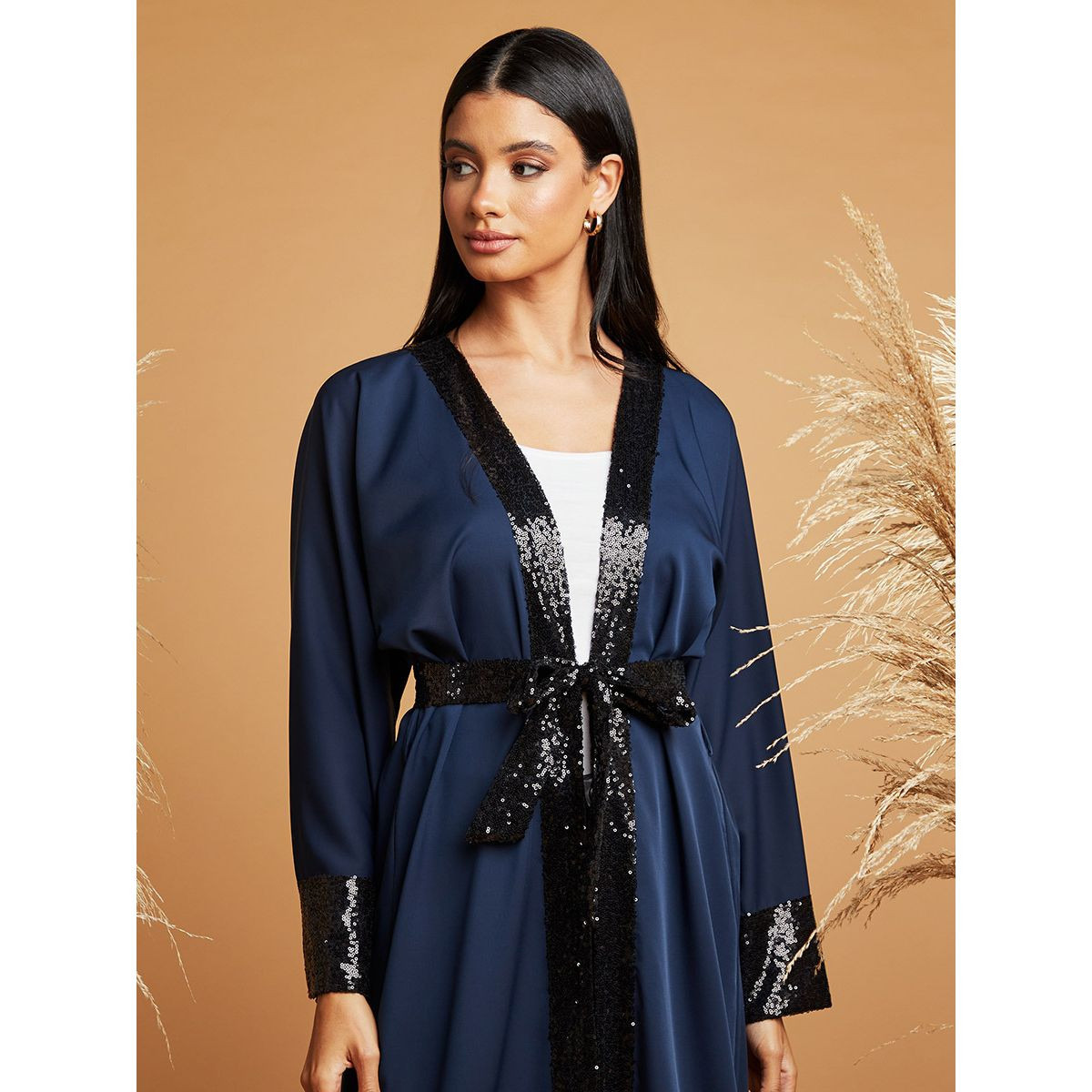 عباية باربطة مزينة بترتر من ستايلي-women-arabicclothing-abayas-image-2