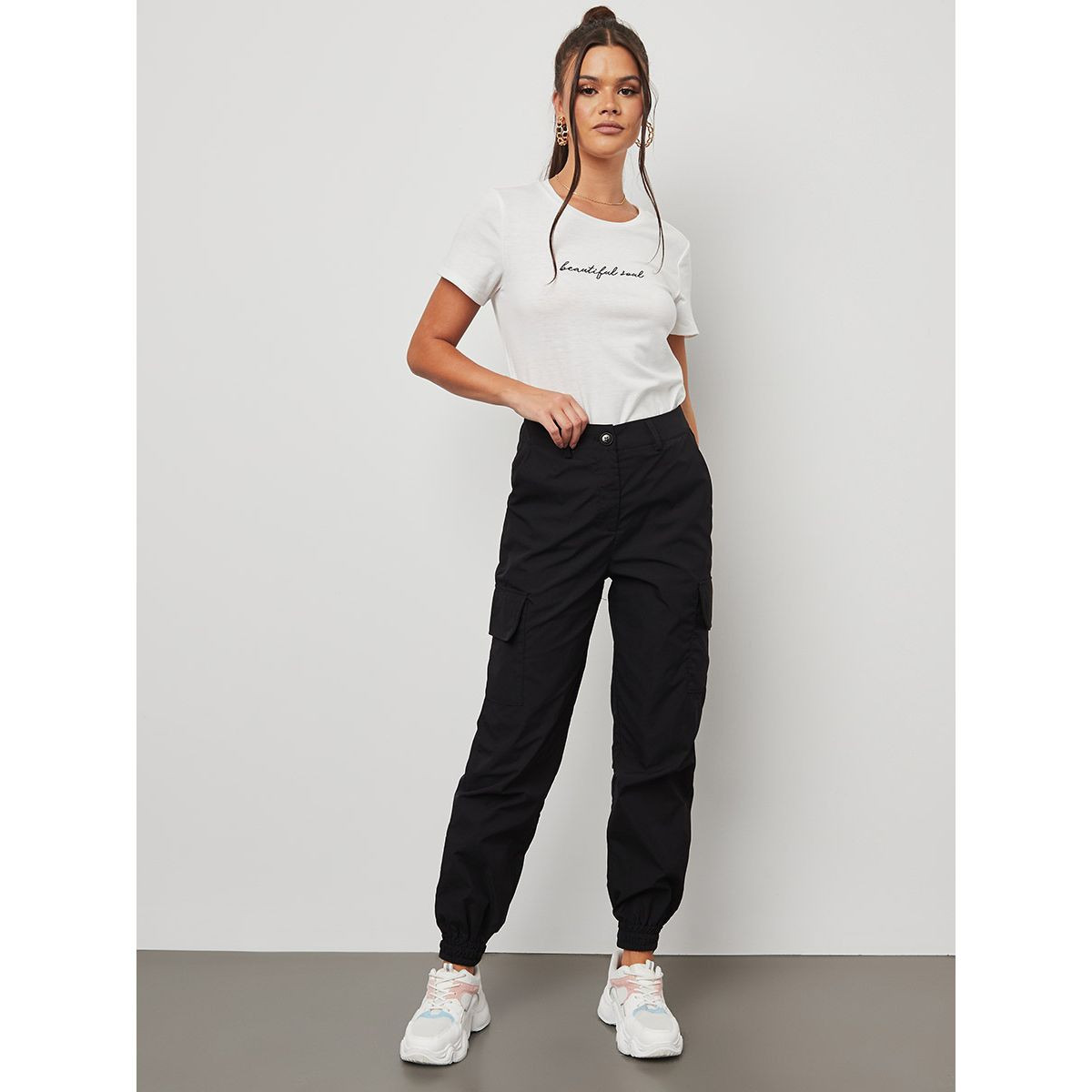 Styli Slim Fit Cuffed Cargo Pants with Pocket Detail-women-clothing-bottoms-joggers-image-2