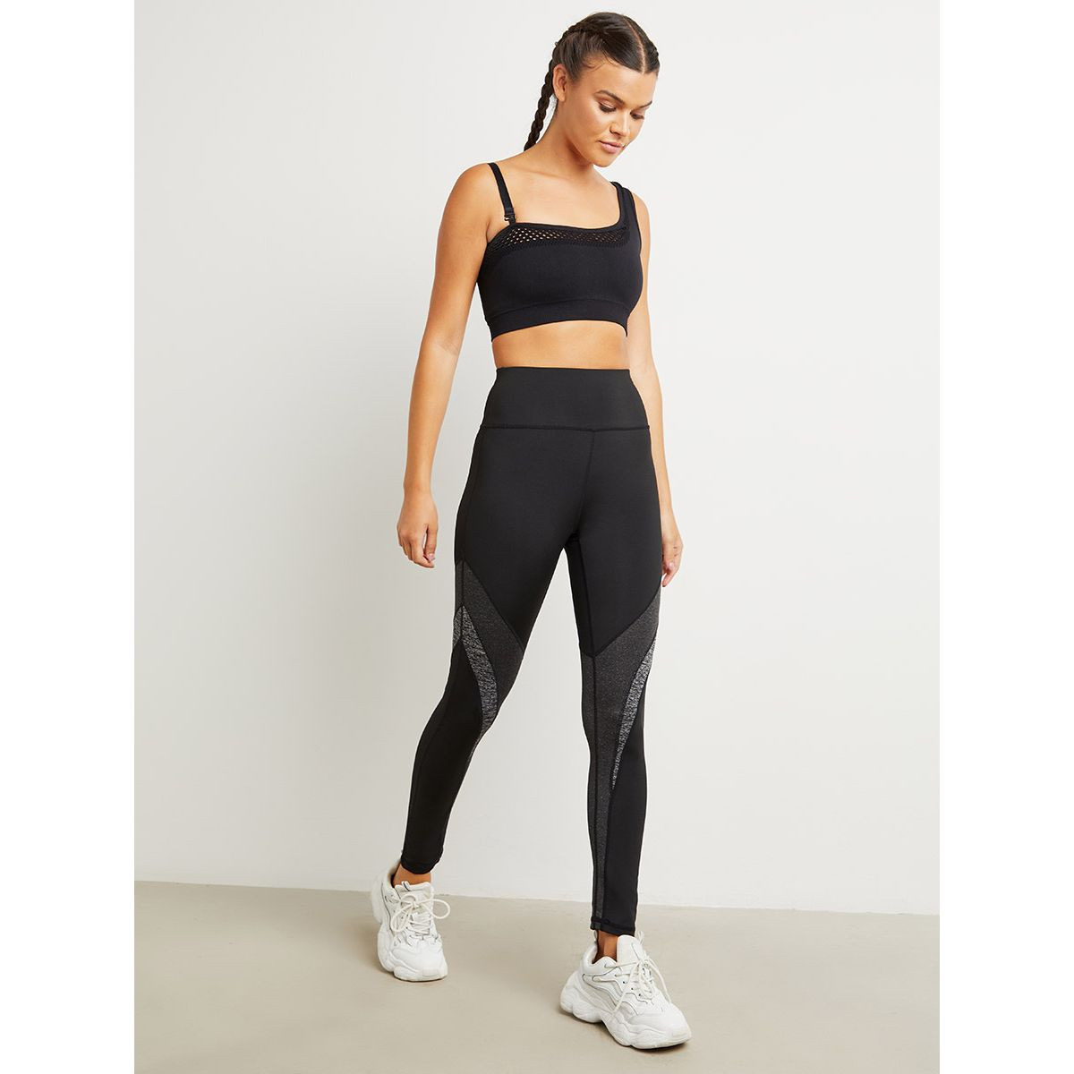 Styli Tonal Grey Marl Insert Active Leggings-women-clothing-sportswearandactivewear-bottoms-image-1