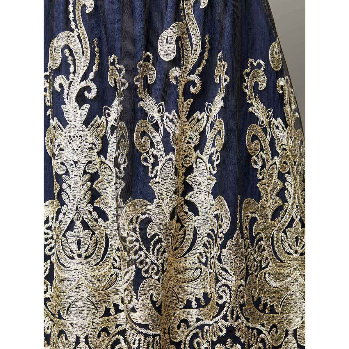 Styli Embroidered Mesh Insert Scallop Hem A-Line Midi Dress-women-clothing-dresses-image-6