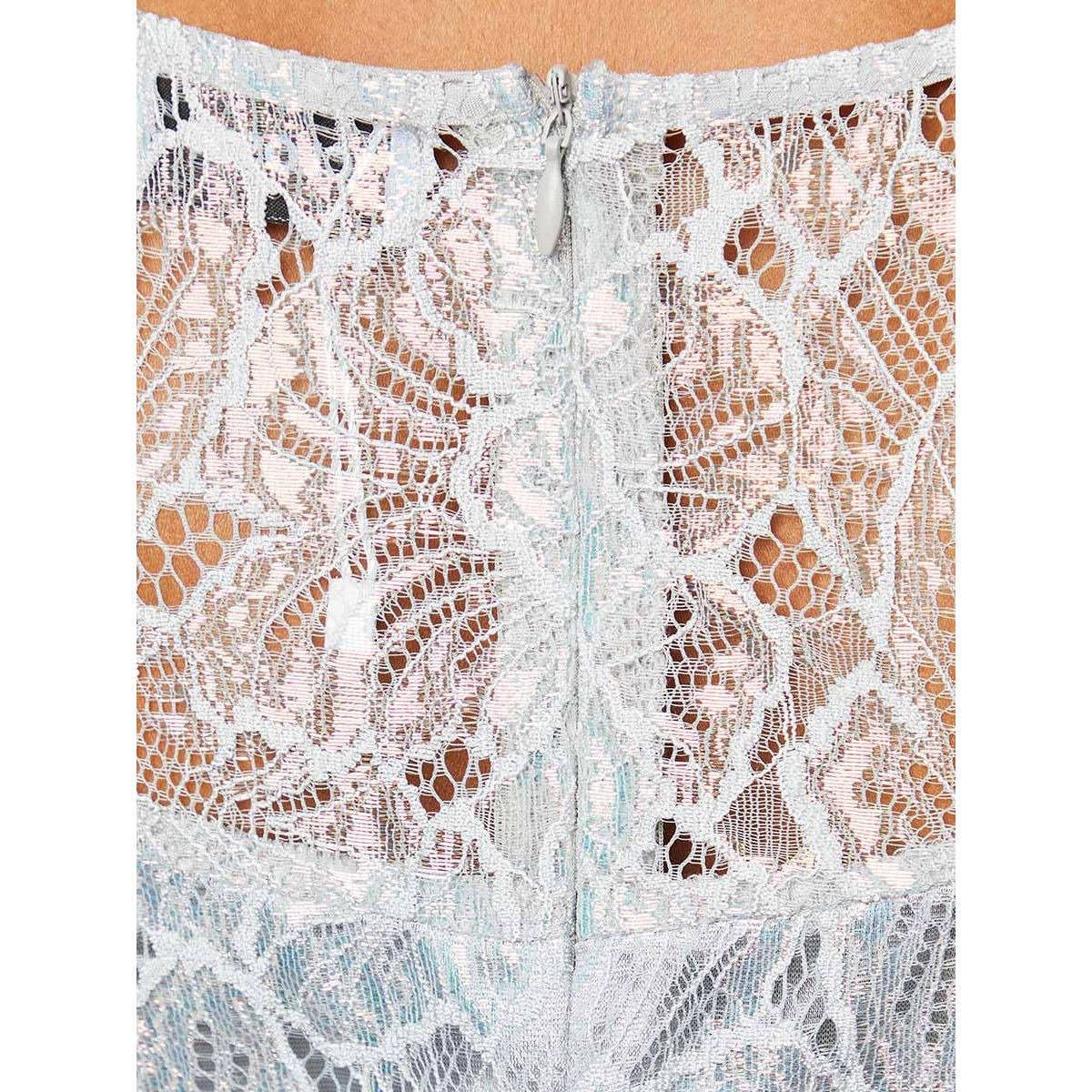 Styli Lace Overlay Flute Sleeves Bodycon Knee Length Dress-women-clothing-dresses-image-5