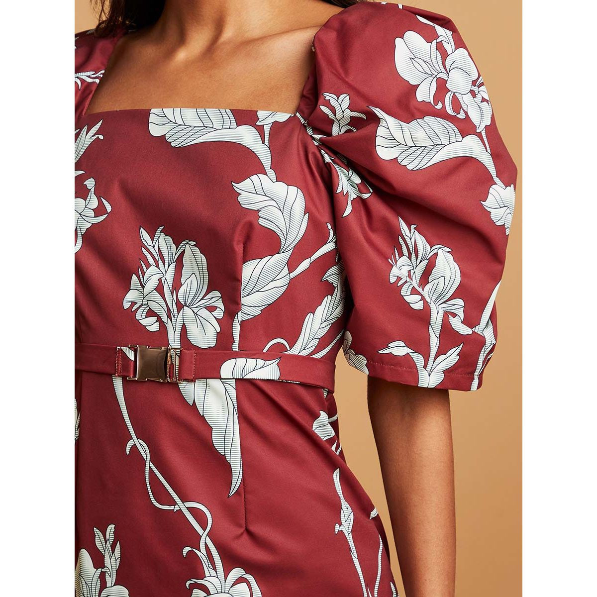 Styli Tropical Print Square Neck Maxi Dress with Puff Sleeves-women-clothing-dresses-image-3