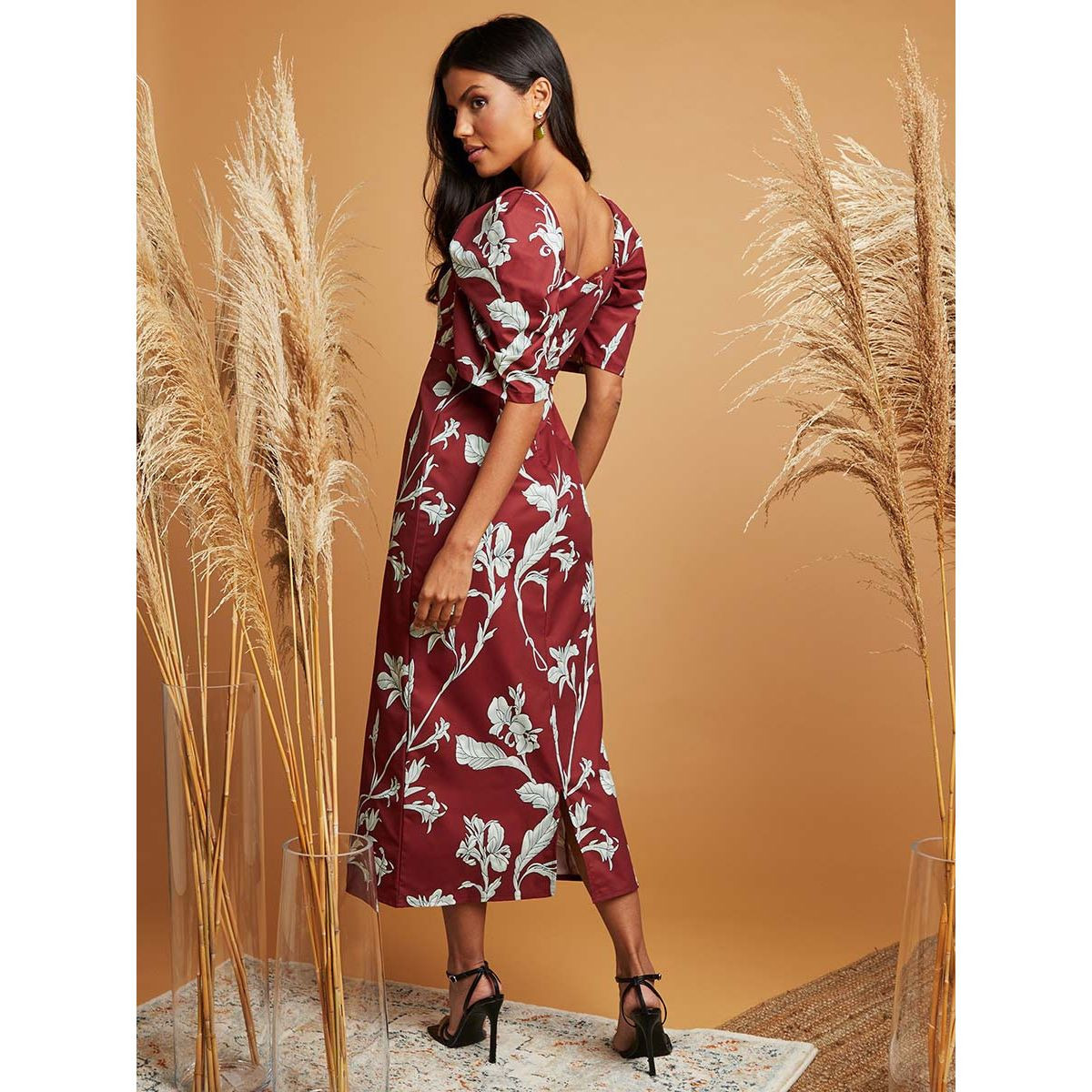 Styli Tropical Print Square Neck Maxi Dress with Puff Sleeves-women-clothing-dresses-image-5