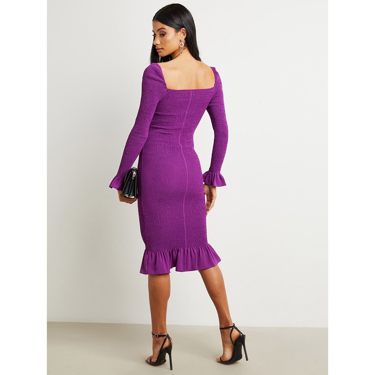 فستان ميدي بياقة مربعة من ستايلي-women-clothing-dresses-image-3