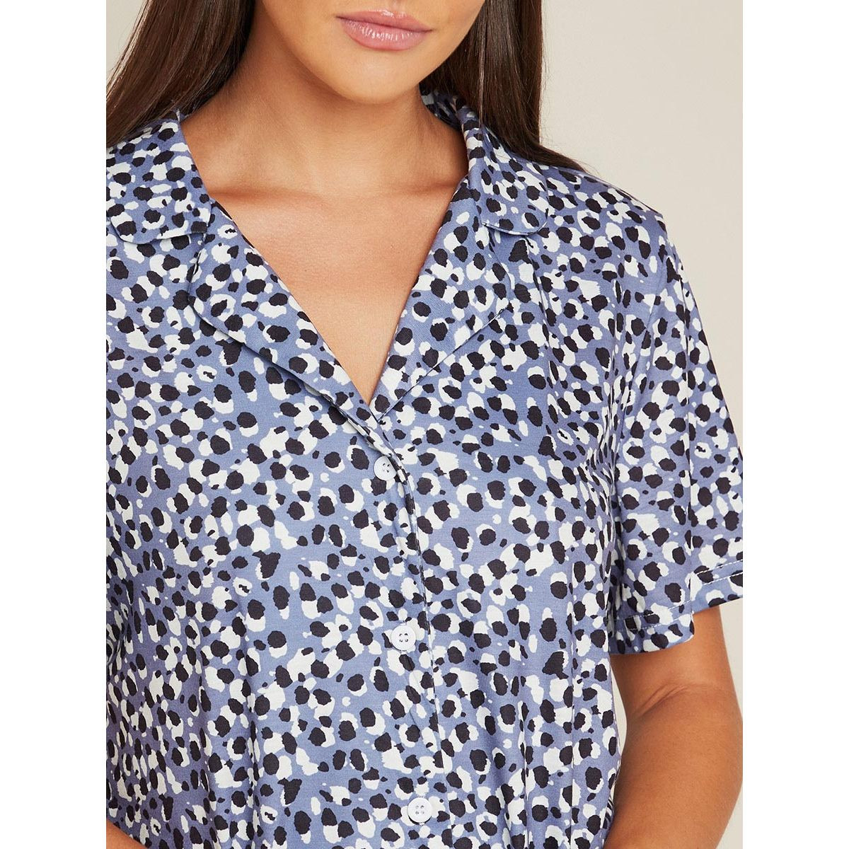 Styli Sketchy Spot Button Through Satin Shirt and Pyjama Set-women-clothing-nightwear-pyjamas-longsets-image-3