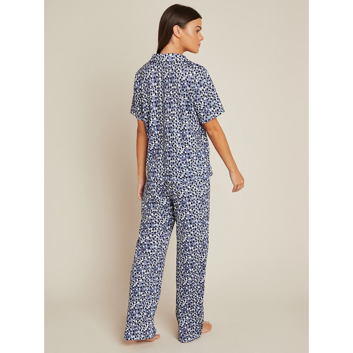 Styli Sketchy Spot Button Through Satin Shirt and Pyjama Set-women-clothing-nightwear-pyjamas-longsets-image-5